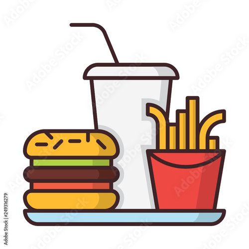 Fastfood hamburger french fries soda icon