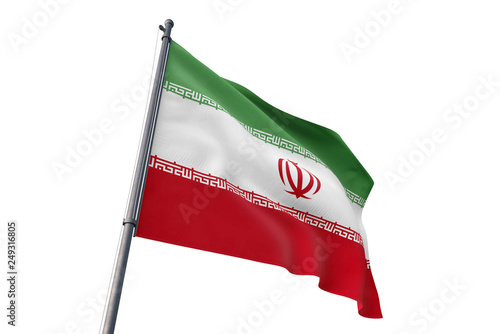 Iran flag waving isolated white background 3D illustration photo