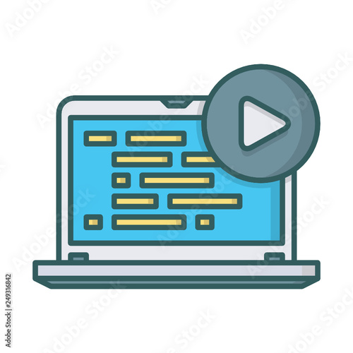 laptop coding play icon