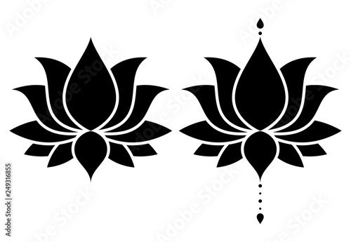 Lotus zen flower vector design set, Yoga decorative background - boho style 