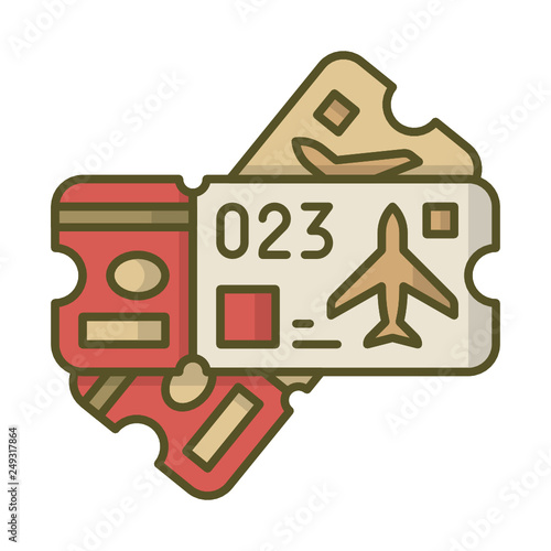 Ticket travel tickets pass plane icon