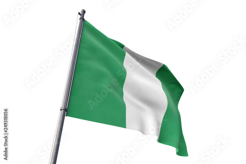 Quadro su tela Nigeria flag waving isolated white background 3D illustration