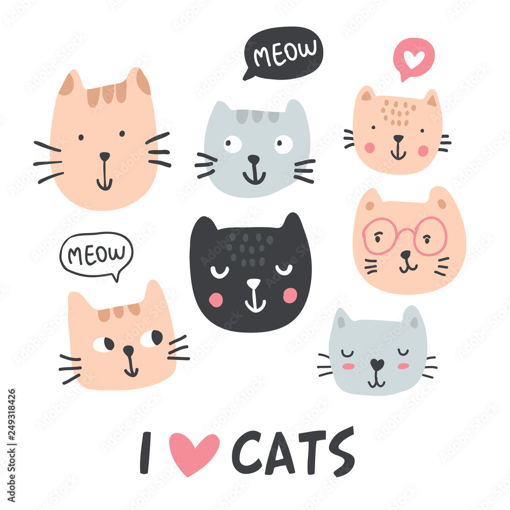 Obraz premium Funny cats collection - vector