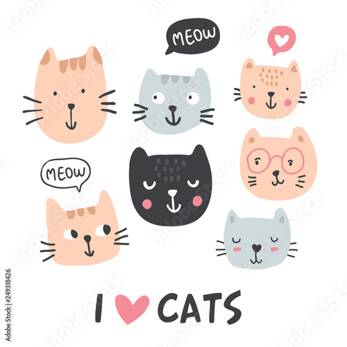 Funny cats collection - vector