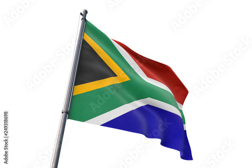Photo South Africa flag waving isolated white background 3D illustration