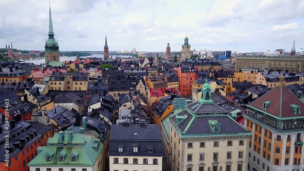 beautiful top view of The Old Town , Gamla Stan, Stockholm, Sweden