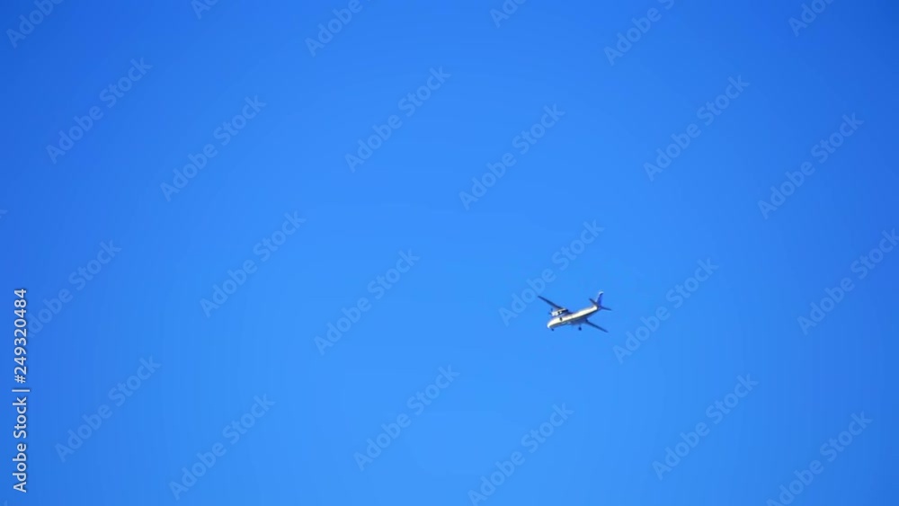 Civil turboprop aircraft is preparing to land at the airport. Civil turboprop aircraft is preparing to land at the airport.