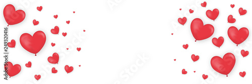 Banner balloons red heart-shaped