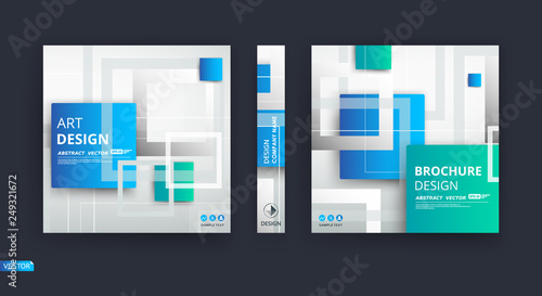 Abstract composition, geometric shapes icon, blue square blocks ornament, a4 brochure title sheet, logo construction pieces backdrop, business card surface, fashionable fiber texture, cover design.