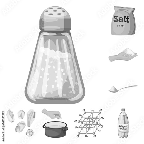 Isolated object of salt  and food symbol. Collection of salt  and mineral  stock symbol for web.