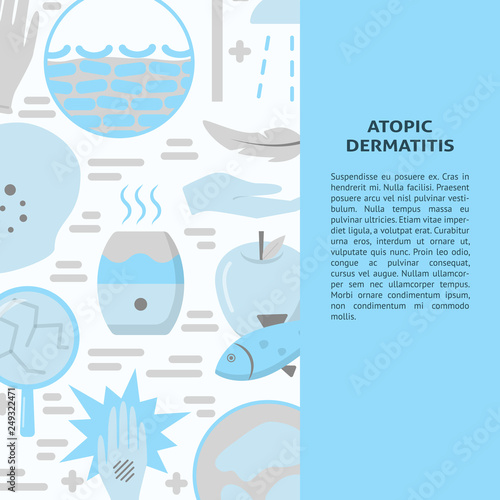 Atopic dermatitis concept background in flat style with place for text