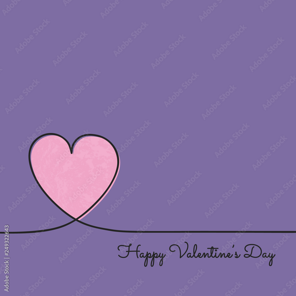 Valentine's Day illustration in retro style with hand drawn heart. Vector