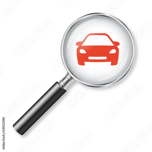 Lupe mit Auto Symbol Icon