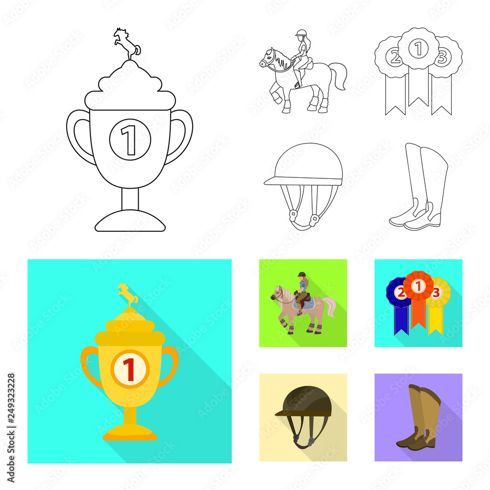 Vector illustration of equipment and riding sign. Collection of equipment and competition stock symbol for web. Vector illustration of equipment and riding sign. Collection of equipment and competition stock symbol for web.