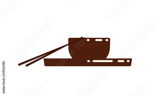 Traditional Chinese cuisine isolated icon vector, chopsticks and empty plate. Oriental food closeup, Asian culture of eating, Japanese restaurant