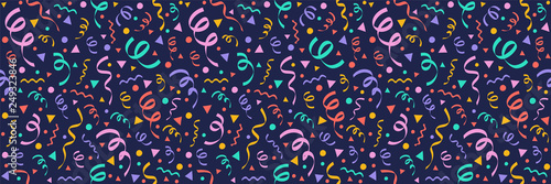 Carnaval Party - design of seamless texture and serpentines. Vector