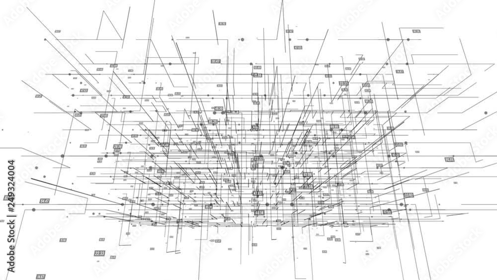 Big data visualization. HUD grid corners motion background. Analysis of information. Visual data infographics design. Science and technology. Available in 4K FullHD video render footage