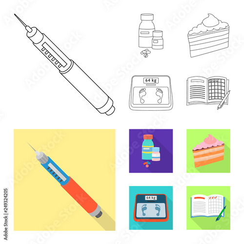 Isolated object of diet and treatment  logo. Set of diet and medicine vector icon for stock.