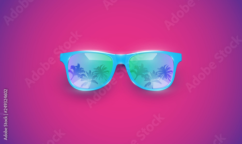 Realistic vector sunglasses on a colorful background, vector illustration