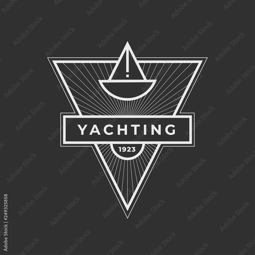 Obraz premium Yachting club logo set. Yachting, yahct club logo set with boad, sail and yacht. Yacht sport yachting club set. Vector illustration.