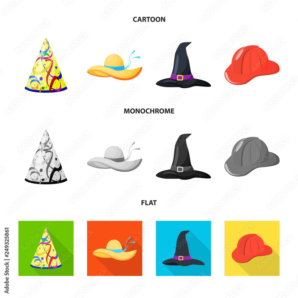 Isolated object of clothing and cap logo. Collection of clothing and beret stock vector illustration.