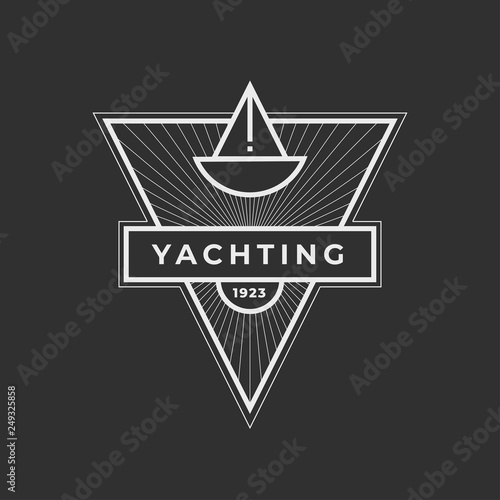 Yachting club logo set. Yachting, yahct club logo set with boad, sail and yacht. Yacht sport yachting club set. Vector illustration.
