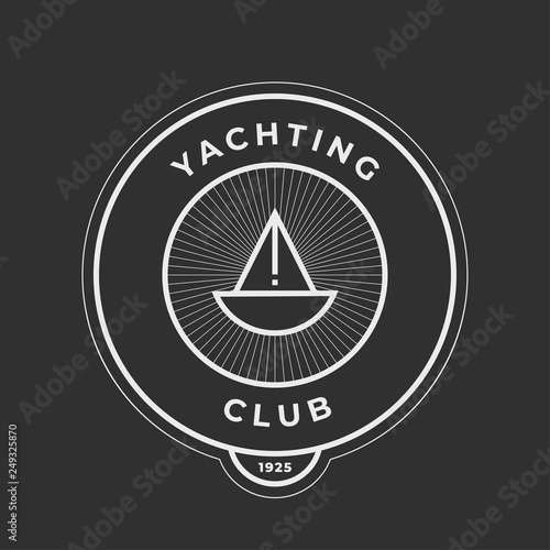 Yachting club logo set. Yachting, yahct club logo set with boad, sail and yacht. Yacht sport yachting club set. Vector illustration.