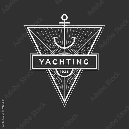 Yachting club logo set. Yachting, yahct club logo set with boad, sail and yacht. Yacht sport yachting club set. Vector illustration.