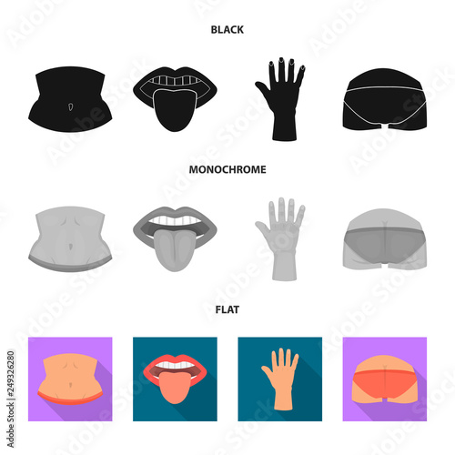 Vector illustration of body and part symbol. Set of body and anatomy stock symbol for web.