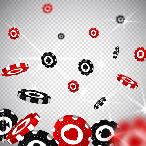 3d poker chips realistic style falling,big win jackpot game vegas casino concept on transparent background.Business gambling mockup flyer banner design,web online concept