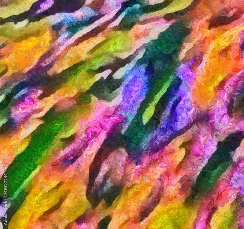 Macro detailed splashes and strokes of oil brush on paper. Simple colorful bright pattern. Old vintage rough texture. HQ design pattern. Shape close up painting. 
