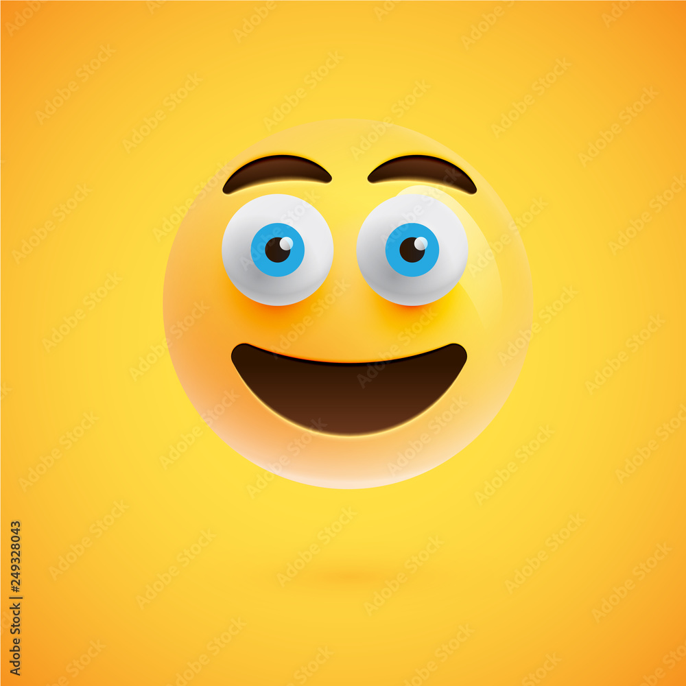 Yellow realistic emoticon smiley face, vector illustration Yellow realistic emoticon smiley face, vector illustration