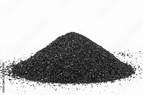 SIAC (Silver Impregnated Activated Carbon). SIAC in the water filter isolated on white background. photo