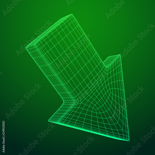 Arrow wireframe low poly mesh vector illustration