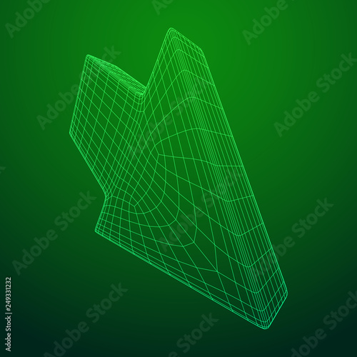 Arrow wireframe low poly mesh vector illustration