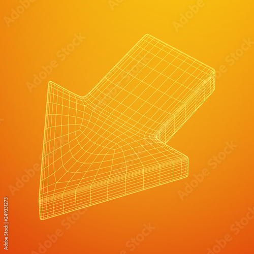 Arrow wireframe low poly mesh vector illustration