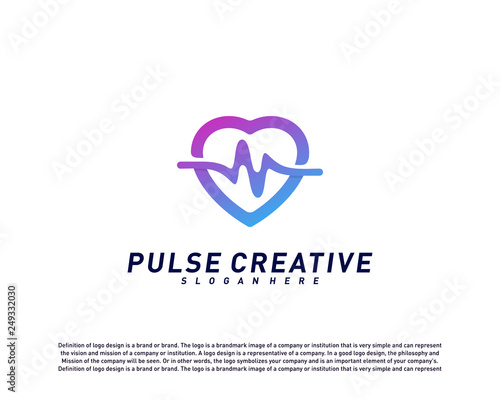 Love Medical Pulse logo design concept.Healthcare Pulse logo template vector. Icon Symbol