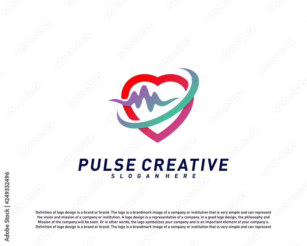 Love Medical Pulse logo design concept.Healthcare Pulse logo template vector. Icon Symbol Love Medical Pulse logo design concept.Healthcare Pulse logo template vector. Icon Symbol