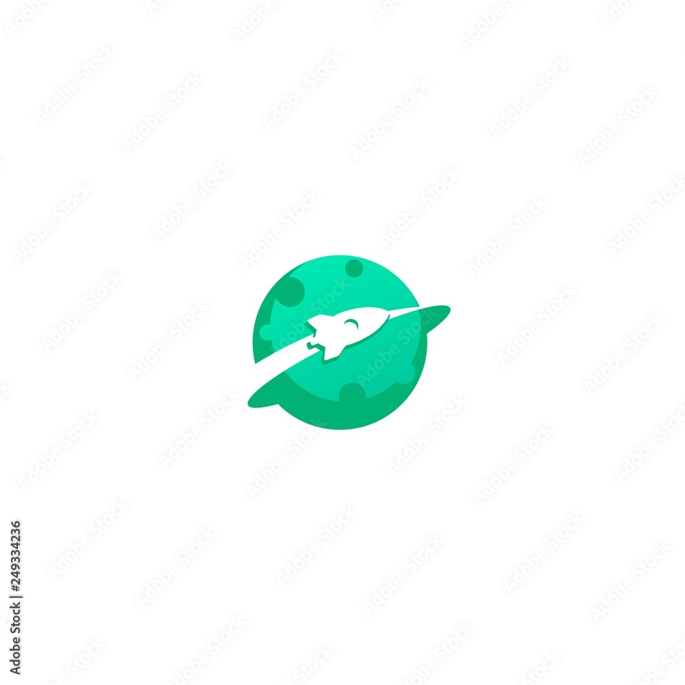 rocket fly around the planet vector logo design rocket fly around the planet vector logo design