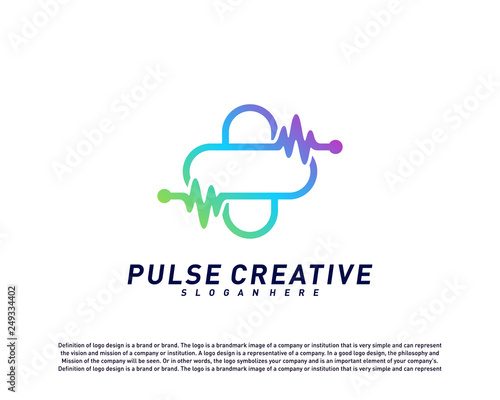 Plus Medical Pulse or Wave logo design concept. Healthcare Pulse logo template vector. Icon Symbol