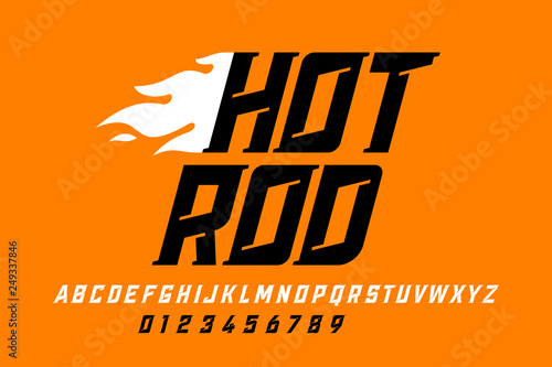 Vintage style font, alphabet letters and numbers