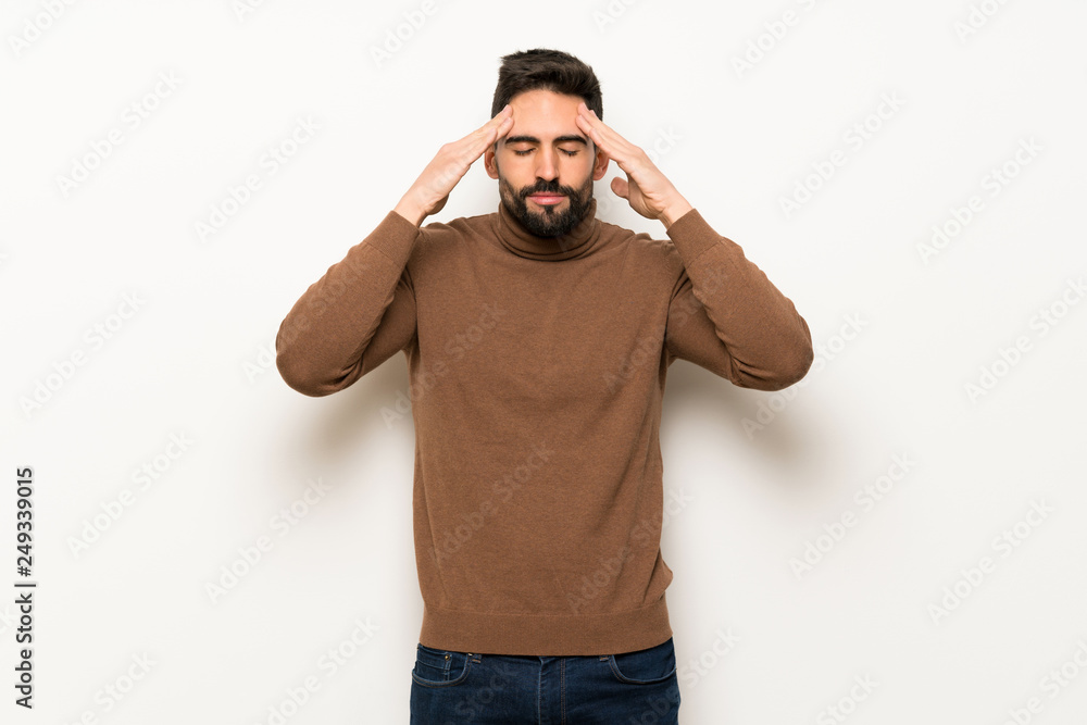 Handsome man over white wall unhappy and frustrated with something Handsome man over white wall unhappy and frustrated with something