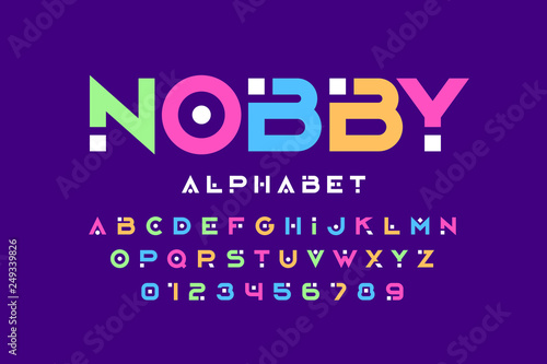 Modern font design, trendy alphabet letters and numbers