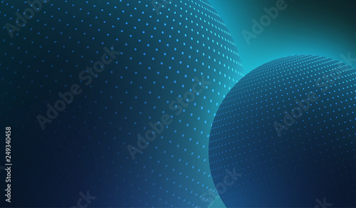 Blue abstract background with shiny 3d balls.