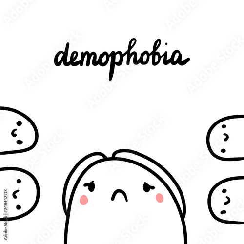 Demophobia hand drawn illustration with cute matshmallow
