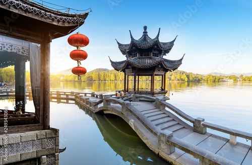 Foto Beautiful landscape and landscape in West Lake, Hangzhou
