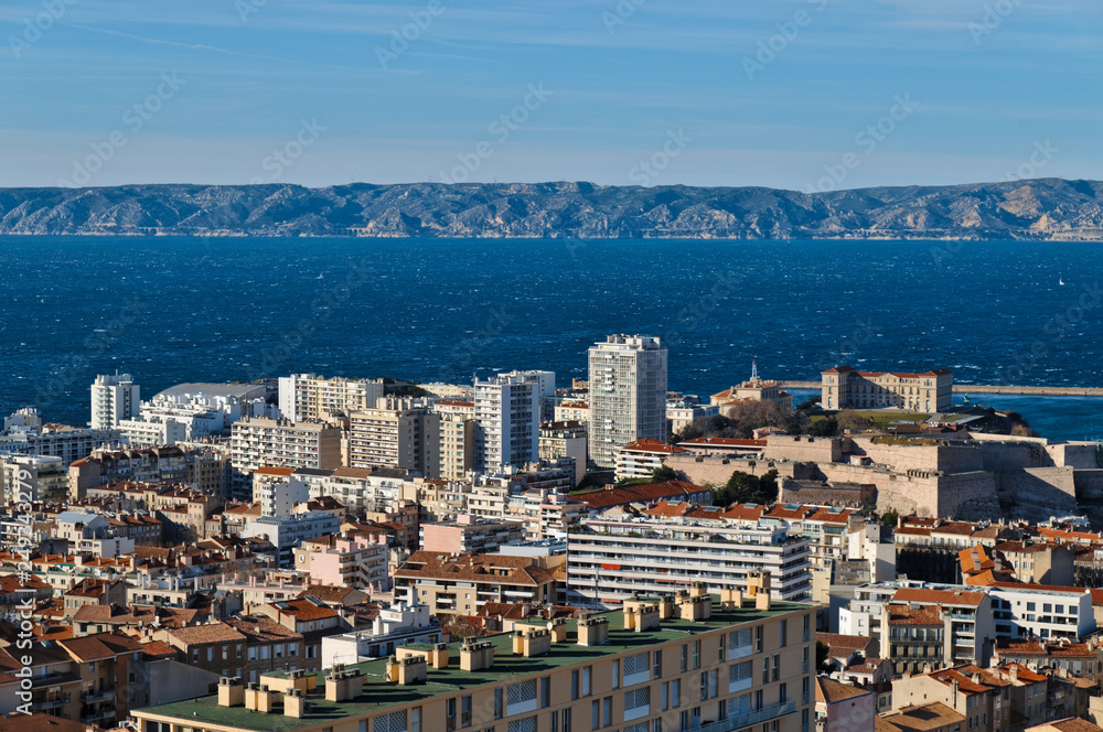 Overview of the city of Marseille in France