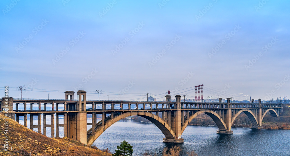 Fototapeta premium bridge over the river Dnieper