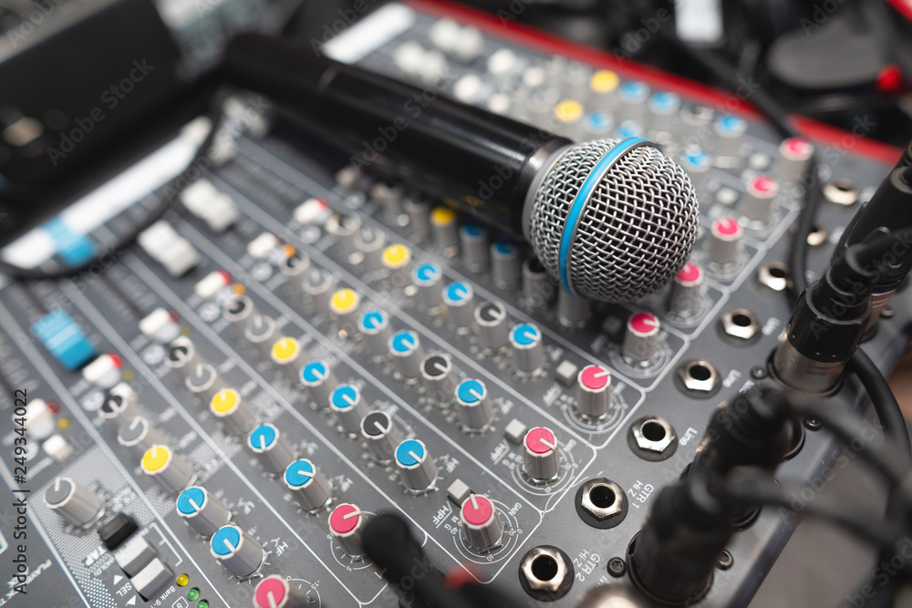 Microphone closeup on the disco club