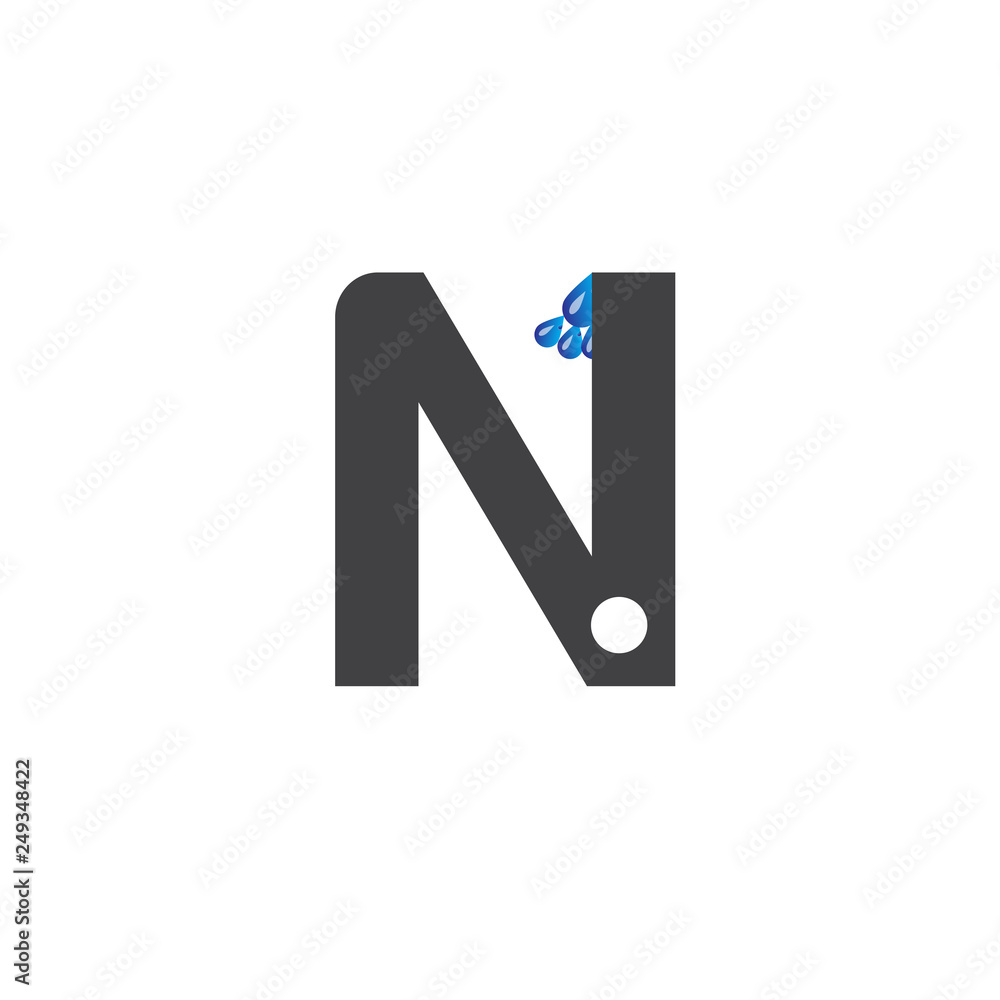 Initial Letter N With Water Drop Logo - Vector Initial Letter N With Water Drop Logo - Vector